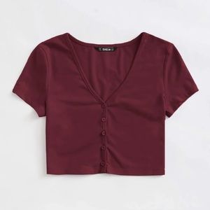 SHEIN BUTTON UP CROP TOP